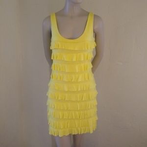 Express Yellow "flapper" ruffle dress; XS